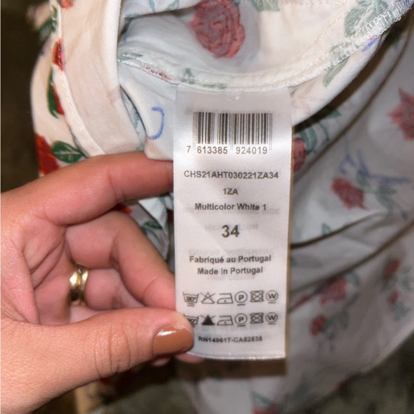 NWOT SeeByChloe Floral Ruffle Print Rose White Top Blouse Size EU 34/US2 - Picture 8 of 9